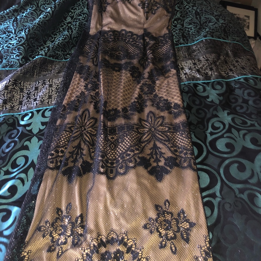 Nude dress with Black Lace overlay